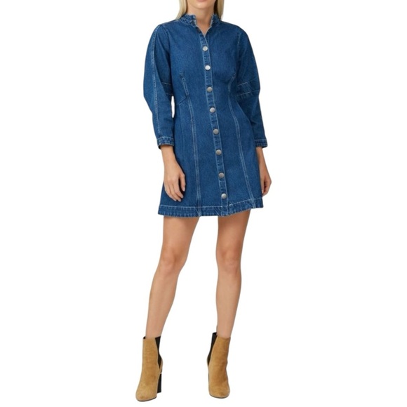 Sea New York - Marble Denim Mini Shirt Dress Button-Up Dress Sz 6 - Picture 1 of 10